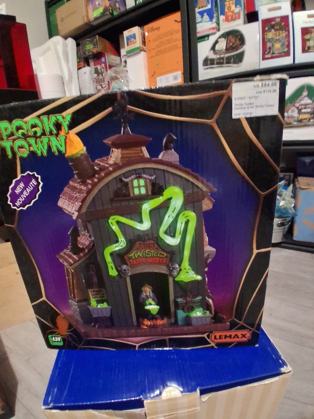 Lemax Spooky Town Twister Taffy Works with Neon Green and Purple Accents